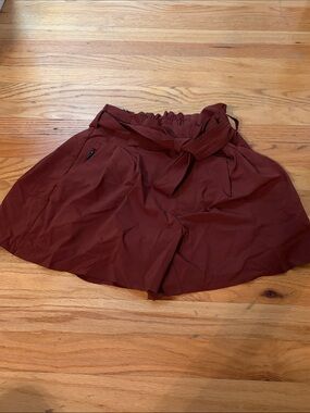 Athleta High-Waist Paperbag Tie-Belt Shorts - Burgundy, 8